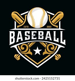 Baseball badge logo. design badges, banners, emblems, labels, emblems, t-shirt screens and printing. Baseball logo template