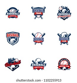 Baseball badge logo design template. Sport team identity icon, vector illustration