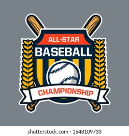 Baseball badge logo emblem template all star championship