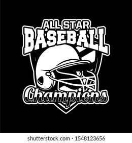 Baseball badge logo emblem template all star champions black and white