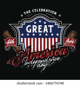 a Baseball badge look for 4th of July america Independence day celebration