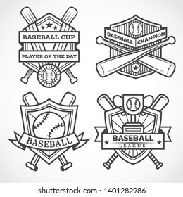 Baseball badges in black and white