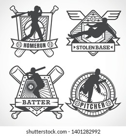 Baseball badges in black and white