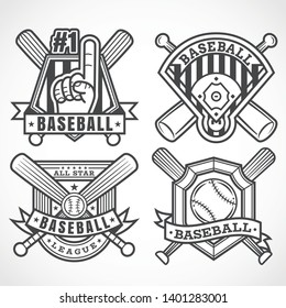 Baseball badges in black and white