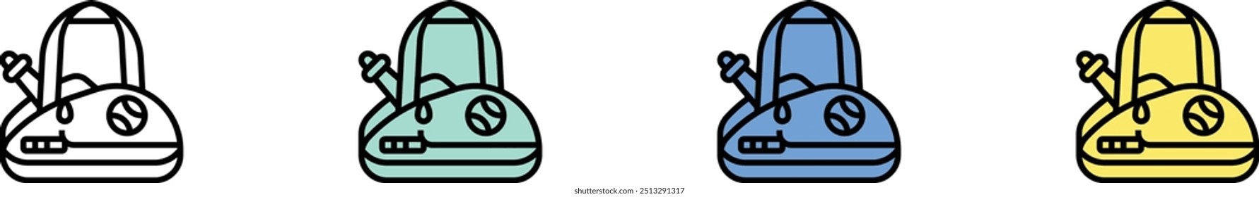 baseball bag icon. Outline, Green, Blue and Yellow Style Design Isolated On White Background