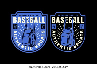 baseball bag, stick baseball and bat pack retro vintage logo vector design collection set for baseball sport club, tournament, t shirt, merchandise designs