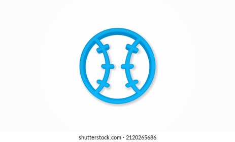 baseball ball 3d line flat color icon. Realistic vector illustration. Pictogram isolated. Top view. Colorful transparent shadow design.