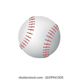 Baseball ball 3D render vector illustration. Baseball sport playing equipment. Inventory for outdoor games. Baseball ball isolated on white background