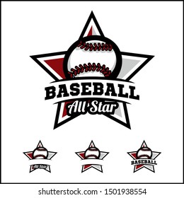  Baseball ball all star badge logo vector