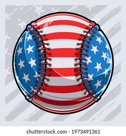 Baseball ball with American flag pattern independence day veterans day 4th of July 
 and memorial day