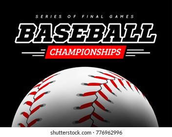 Baseball ball in the backlight on black background.
