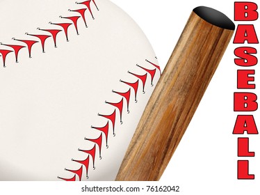 Baseball ball and bat close up poster, vector illustration