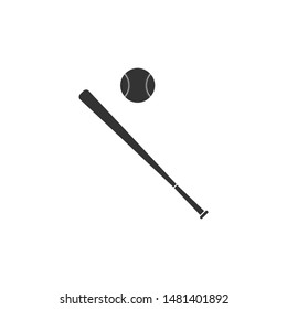 Baseball ball and bat icon isolated. Flat design. Vector Illustration