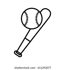 baseball ball and bat icon over white background. vector illustration