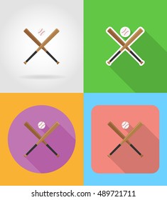 baseball ball and bit flat icons vector illustration isolated on background