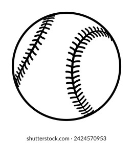 baseball ball - black and white vector silhouette symbol illustration, isolated on white background