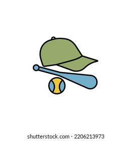 baseball ball, cap line icon on white background. Signs and symbols can be used for web, logo, mobile app, UI, UX