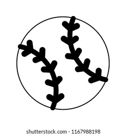 Baseball ball cartoon in black and white