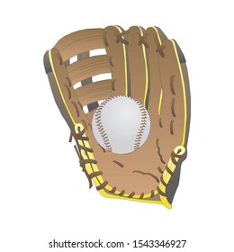 Baseball ball in the catcher's mitt