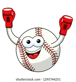 baseball ball character mascot cartoon winner boxer vector isolated on white