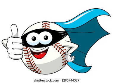 baseball ball character mascot cartoon masked superhero vector isolated on white