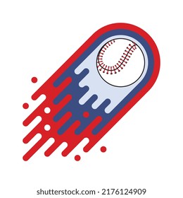 Baseball ball comet with flames in flat design style. Sport emblem creative illustration on a white background. Vector sport concept easy to edit and customize EPS 10