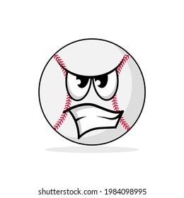 Emoticono de pelota de béisbol enojado, gráficos vectoriales