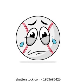 Baseball ball emoticon sad vector graphics