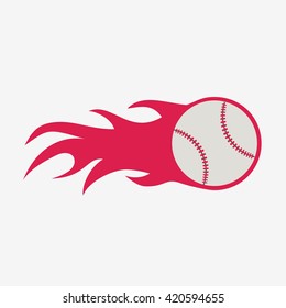 Baseball ball with fire flame vector icon, sport equipment