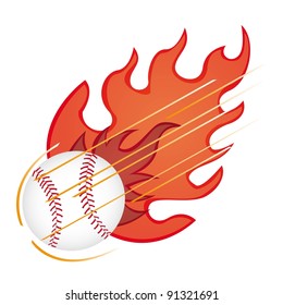 baseball ball with fire isolated over white background. vector