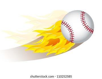 baseball ball with fire over white background. vector illustration