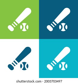Baseball Ball Flat four color minimal icon set