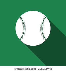 Baseball ball flat icon with long shadow. Vector Illustration