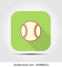 baseball ball flat icon with long shadow, vector illustration