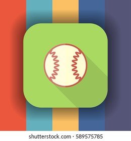 baseball ball flat icon with long shadow, vector illustration