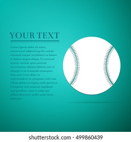 Baseball ball flat icon on blue background. Vector Illustration