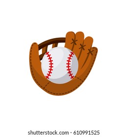 baseball ball and glove icon over white background. colorful design. vector illustration