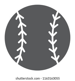 Baseball ball glyph icon, game and sport, ball sign, vector graphics, a solid pattern on a white background, eps 10.