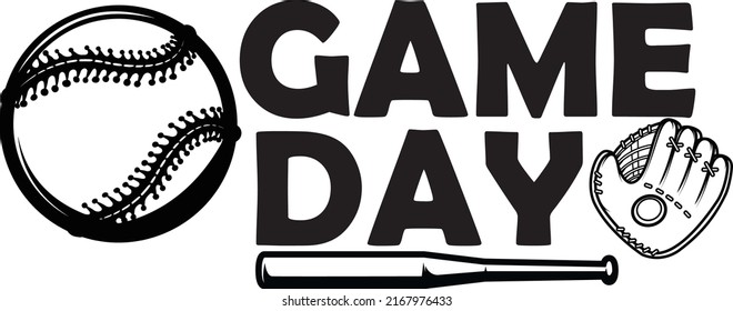 
Baseball ball graphic with Gameday text on white background.