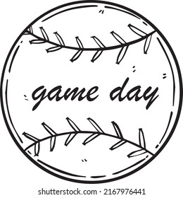 
Baseball ball graphic with Gameday text on white background.