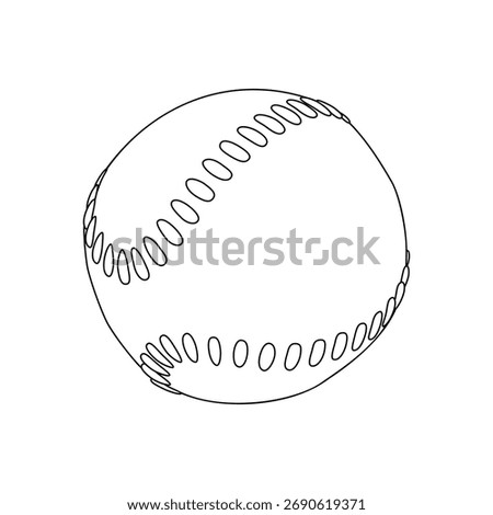 Baseball ball - hand drawn black and white vector illustration.