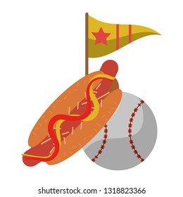 baseball ball hot dog and flag with star