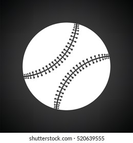 Baseball ball icon. Black background with white. Vector illustration.