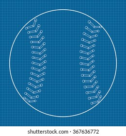 Baseball ball Icon. Blueprint Background. Vector illustration.
