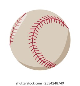 Baseball ball icon. Circle object with red laces, stitches for hardball game playing. Sports equipment, orb with seams. Flat vector illustration isolated on white background