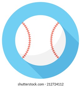 Baseball (ball) icon. Flat design style modern vector illustration. Isolated on stylish color background. Flat long shadow icon. Elements in flat design.