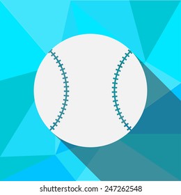 Baseball (ball) icon. Flat design style modern vector illustration. Isolated on stylish color background. Flat long shadow icon. Elements in flat design. Geometric background.