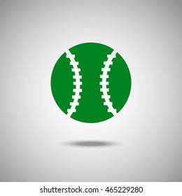 Baseball ball icon. Flat style. Grey background. Vector illustration.