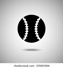 Baseball ball icon. Flat style. Grey background. Vector illustration.