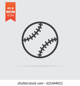 Baseball ball icon in flat style isolated on grey background. For your design, logo. Vector illustration.